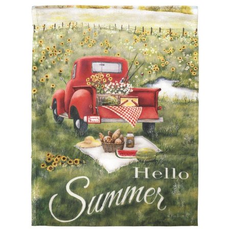 DICKSONS 13 x 18 in Flag Print Hello Summer Truck Polyester Garden M080065